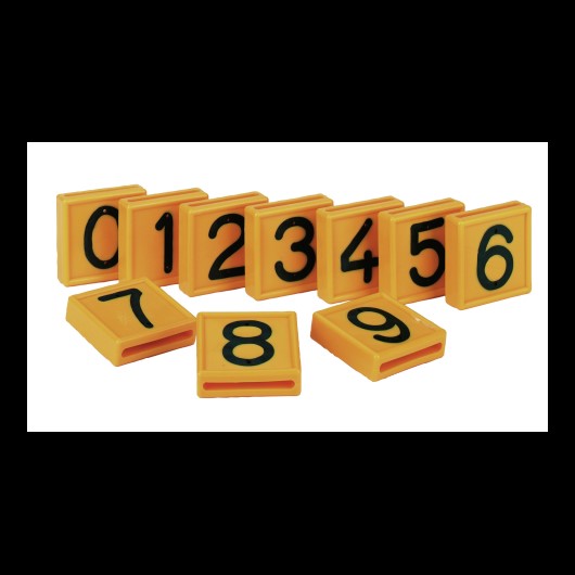 Plaquette numérotée, un chiffre, jaune (0-9)